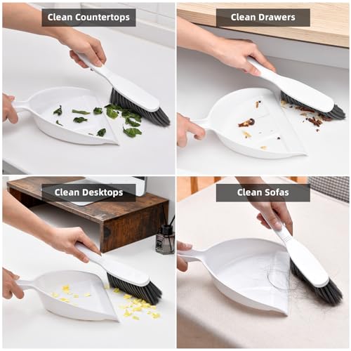 Small Hand Broom and Dustpan Set, Mini Dustpan and Brush Set, Handheld Dust Pan, White - color: Small White