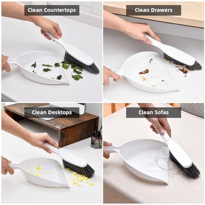 Small Hand Broom and Dustpan Set, Mini Dustpan and Brush Set, Handheld Dust Pan, White - color: Small White