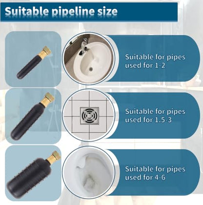 Drain Bladder Unclogger fits 1"to6" Pipes.& 3/4" Garden Hose Shut Off Valve,Drain Cleaning Bladder Unclogs Clogs in Kitchen Sinks, Bathtubs and Swimming Pool Pipes Through High-Pressure Water Flow - style: 1-6 inch
