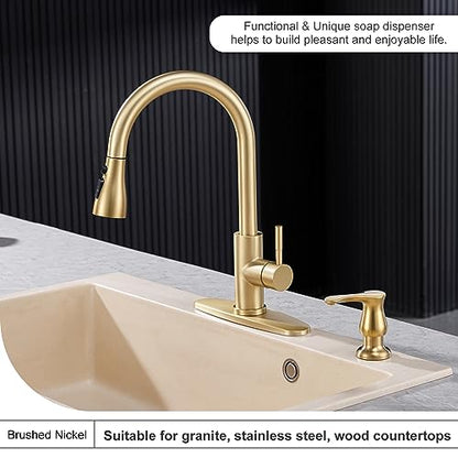 GAGALIFE Kitchen Sink Soap Dispenser Brushed Gold, Under Sink Soap Dispenser with 40" Silicone Extension Tube, Say Goodbye to Frequent Refills - color: Gold, size: with Hose