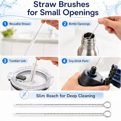 11Pcs Crevice Cleaning Brush Set, Hard Bristle Crevice Cleaning Brush Tool Kit, Thin Brush for Cleaning Tight Spaces, Gaps, Grout, Sink, Bathroom, Kitchen, Window Tracks, Bottles, Straws, with Scraper