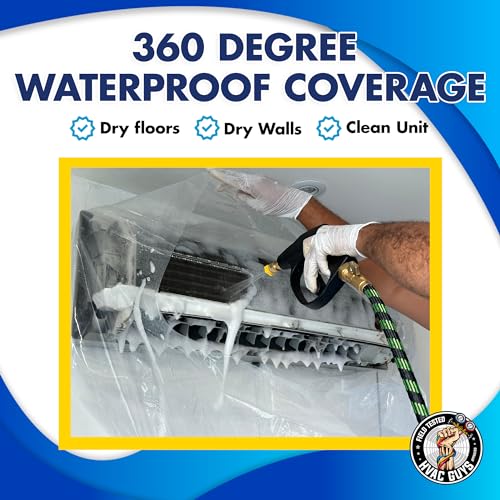 HVAC Guys Complete Mini Split Cleaning Kit | Mini Split Coil Cleaner Kit Includes 360 Degree Mini Split Cleaning Bag, Bucket, Spray Nozzle, Coil Cleaner, Faucet/Hose Adapter