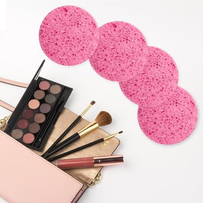 50-Count Compressed Facial Sponges, Round 100% Natural Cellulose Cosmetic Spa Sponges for Daily Facial Cleansing, Makeup and Mask Removal Exfoliating, Skin Massage, Pink - color: 50- Pack Pink