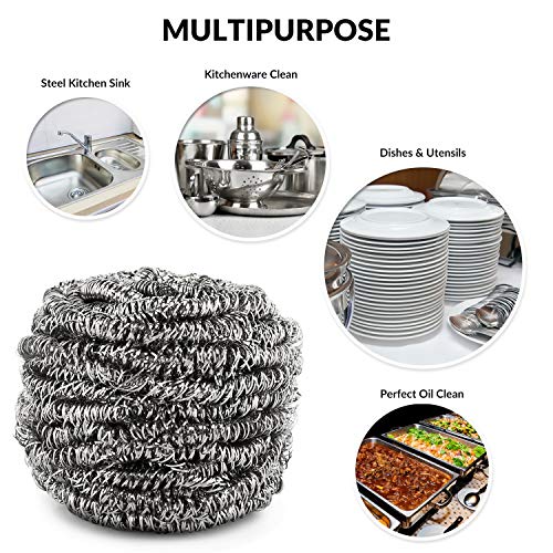 12 Pack Stainless Steel Scourers by Scrub It – Steel Wool Scrubber Pad Used for Dishes, Pots, Pans, and Ovens. Easy scouring for Tough Kitchen Cleaning.