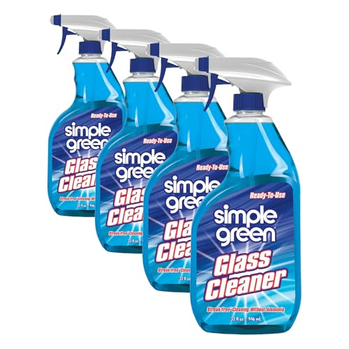 Simple Green Ready-To-Use Glass Cleaner, 32 oz., Blue (Pack of 4) - size: 32 Fl Oz (Pack of 4)