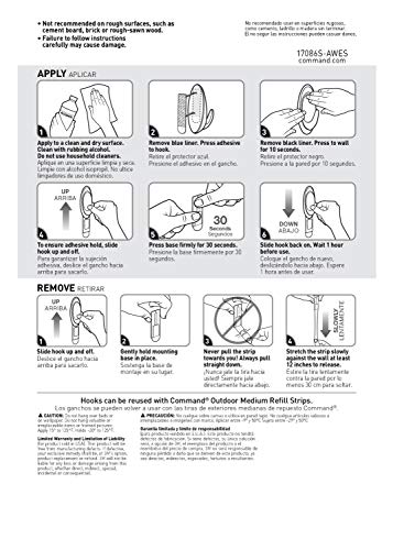 Command Hooks, Black, 3 lb Capacity | Outdoor | Water-Resistant Strips | 2-Hooks 4-Strips | Damage-Free - size: Medium (Pack of 2), style: Outdoor Hooks