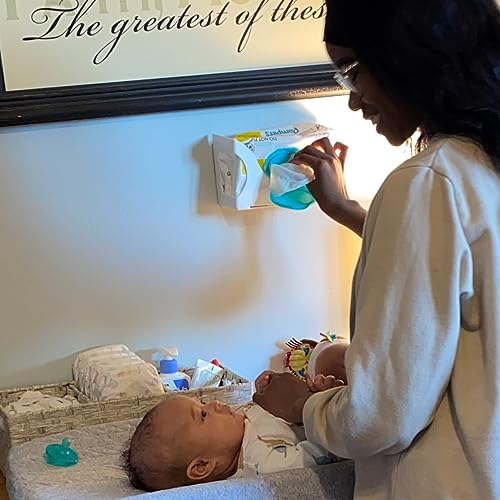 Gadjit Baby Wet Wipe Holder – Wall-Mounted WetWipe Dispenser Keep Wipes Easy-to-Reach with One-Handed Dispensing at Diapering, Potty-Training, Snack-time – Holds Up to 84-Count Pk – (White) - color: White
