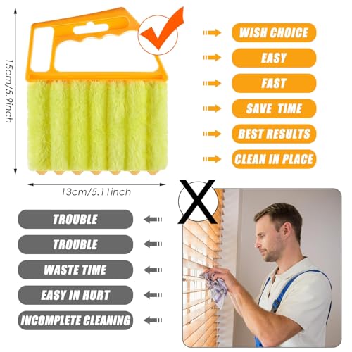 Geiserailie 2 Pcs Window Venetian Blind Cleaner Duster Tool Washable 7 Fingers Dusting Cleaner and Air Vent Shutter Brush Blinds Air Conditioner Fan Duster Dirt Housekeeping Tool (Yellow Orange) - color: Yellow Orange