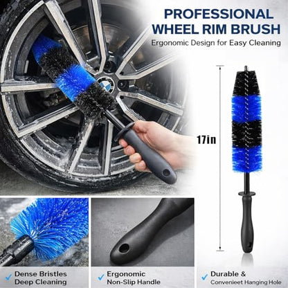 36Pcs Car Detailing Kit, Car Detailing Brush Set, Car Wash Cleaning Kit, Car Detailing Brushes, Professional Car Care Kit for Interior Exterior Wheels, Blue - color: Black