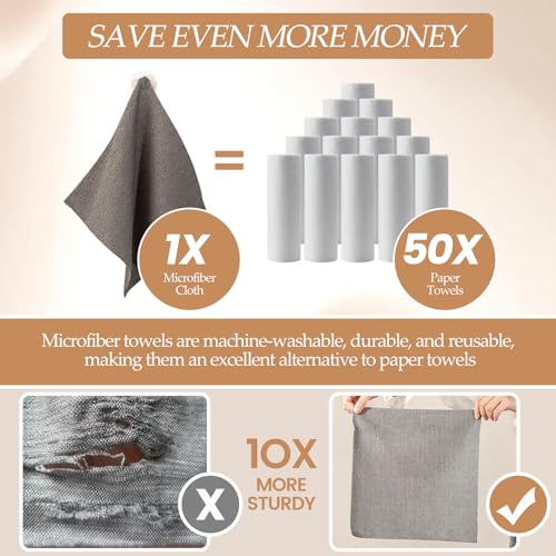 Reusable Microfiber Cloth, 75-Pack,Tear Away Microfiber Towels,(12" x 12") Washable,Perfect for Kitchen, Bathroom and Dish Cleaning (Gray) - color: Gray