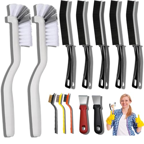 12pcs Crevice Cleaning Brush, Hard Bristle Scrub Brushes Tools, Multifunctional Grout Brush for Home, Bathroom, Ktichen, Window and Corners