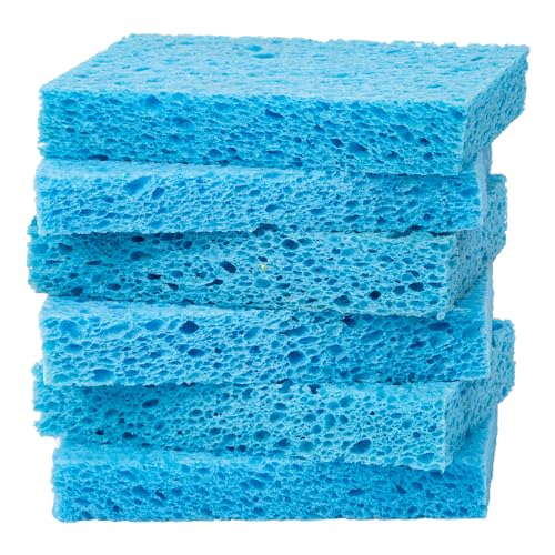 Cellulose Sponges,Heavy Duty Scrub Kitchen Sponge,Clean Tough Messes Without Scratching Sponges Kitchen Blue(6 Pack) - color: Blue, size: 6 Count (Pack of 1)