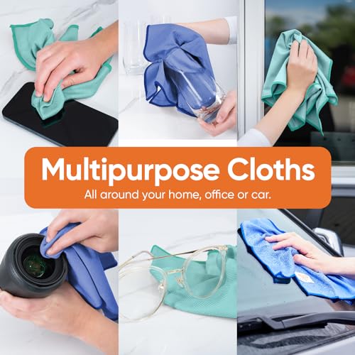 Superio Microfiber Glass Cleaning Cloth, Mirror & Window Miracle Cloth Lint & Streak Free, Washable, Large Eco-Friendly for Electronics, Cars, Tv Screens, Glasses... - color: Green/Blue