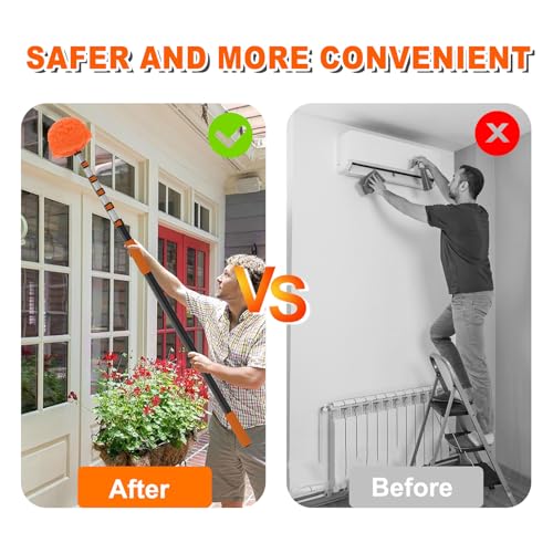 SISUPASSIE 30FT Reach Cobweb Duster with Extension Pole, High Ceiling Long Duster with 5-24FT Telescoping Pole, Spider Web Brush for Indoor Outdoor Use - size: 24FT
