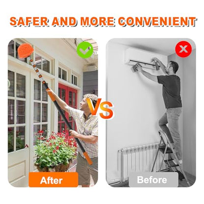 SISUPASSIE 30FT Reach Cobweb Duster with Extension Pole, High Ceiling Long Duster with 5-24FT Telescoping Pole, Spider Web Brush for Indoor Outdoor Use - size: 24FT
