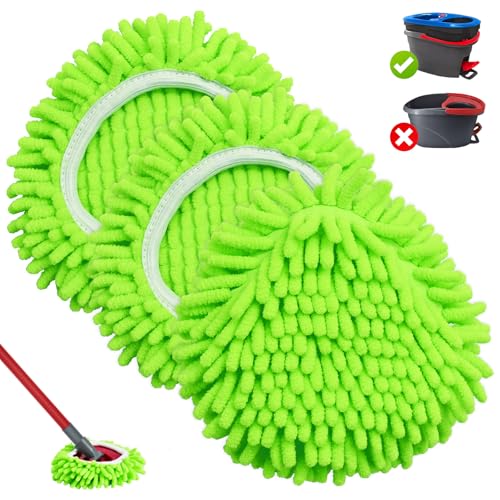 Mop Heads Replacements, 3 Pack Spin Mop Refill Replace Head for O Cedar RinseClean 2 Tank System, Microfiber & Chenille, Machine Washable and Safe for Cleaning All Hard-surfaced Floors - size: 3 Pack- Chenille Mop Pads