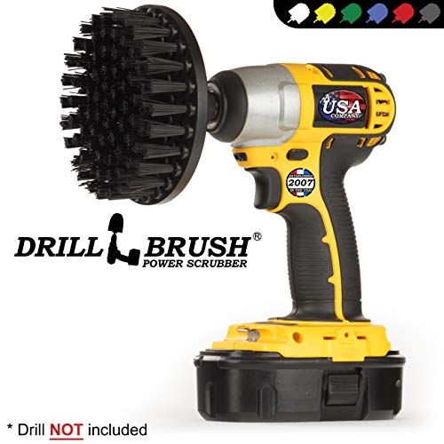 Industrial Cleaning Supplies: 5-Inch Flat Black Ultra Stiff Bristles Spin Brush - Electric Spin Scrubber BBQ Grill Brush for Deep Cleaning - Rust Removal - Power Cleaning Brush - Garage Floor Scrubber
