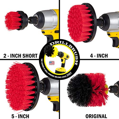 Outdoor Cleaning Supplies - Fountain and Patio Cleaning Brushes - Fire Pit - Scrub Brushes - Concrete Brush - Grout Cleaner - Granite Scrubbing Tool - Headstone Restoration Kit - Garden Statues Brush - color: Red