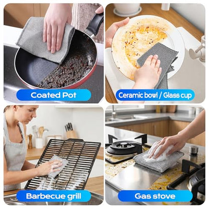 Solara Lux Scrub Cloths,Dual Action Scrubber Pads with Soft Cotton Cloth Backing, Multi-Purpose Kitchen Cleaning Rags for Stove, Bathroom, Stainless Steel, Non-Scratch & Absorbent (6+6 Combo)