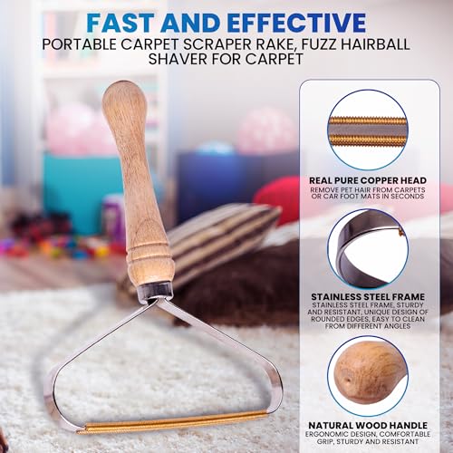 2-Pack Pet Hair Removal Tool - Lint Remover, Carpet Scraper & Shaver for Clothes and Carpets - Dog & Cat Hair Remover with Carpet Rake for Car,Rugs,Couch,Furniture - Fur Cleaner Tool
