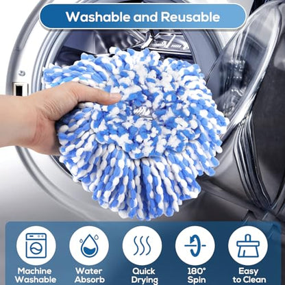 8 Pack RinseClean Spin Mop Replacement Head Refills Compatible with O Ceda RinseClean 2 Tank System, Blue Microfiber Mop Refills for Floor Cleaning - size: 8 PCS Mop Head