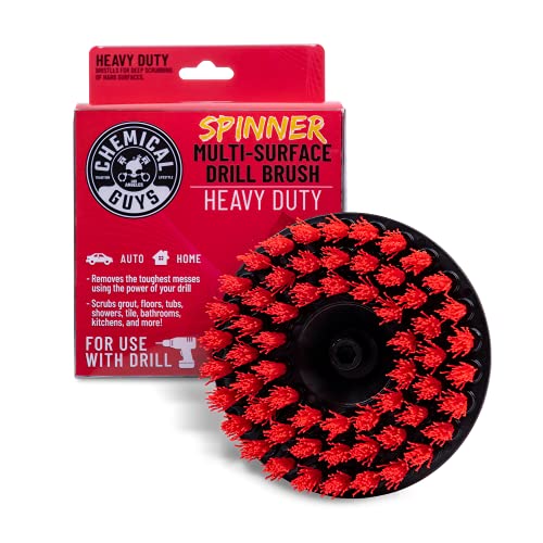 Chemical Guys ACC508 Heavy Duty Spinner Multi-Surface Drill Brush Attachment (Fits Any Standard Drill - Power Scrubber Removes Heavy Stains, Dirt & Grime from Grout, Tubs & Showers), Red - style: Heavy Duty