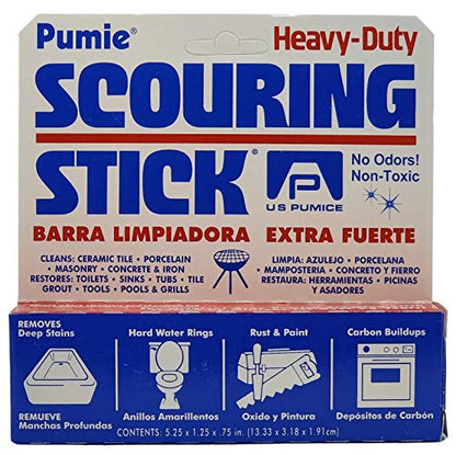 PUMIE 3 Pack Scouring Stick, Toilet Bowl Ring Remover, Heavy Duty Extra Strong Pumice Cleaning Bar, Pumice Stone for Cleaning Toilet Rings, Bathroom & Kitchen Stains by USPumice - size: 3 Count (Pack of 1)