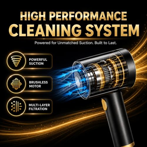 Portable Car Vacuum Cleaner, High-Power Cordless Handheld Vacuum, Rechargeable Mini Vacuum Cleaner for Car, Home & Office