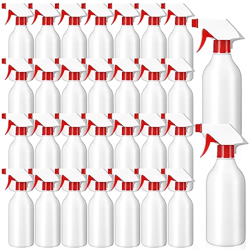 Tanlade 30 Pack Plastic Spray Bottles 16 oz Leak Proof Squirt Bottle Refillable Empty Bottles Spray Water Bottle Mist Sprayer with Red Nozzles for Hair Essential Oil Cleaning Solutions Plants Pets - color: Red