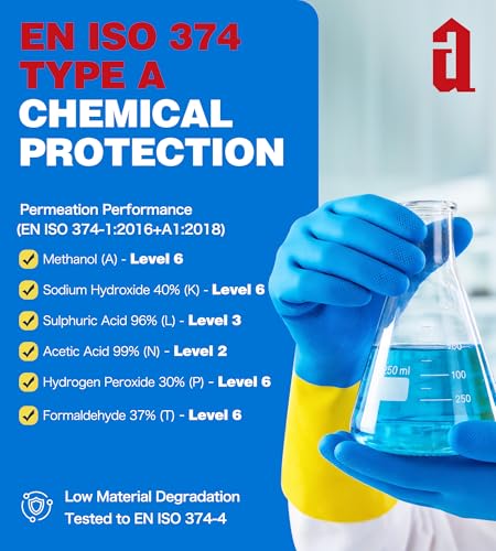 AnTools Neoprene and Rubber Blend Heavy-Duty Chemical Gloves, Protective industrial gloves for Resist Acid, Alkali, Hazmat, cleaning, dishwashing, Large - color: Black (Pack of 1), size: Large (9)