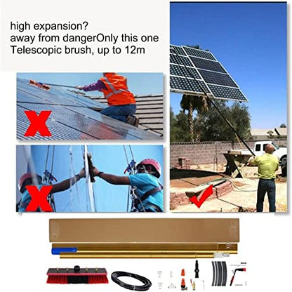 Water Fed Pole Kit, Extendable Window Cleaning Pole Water Fed Telescopic Brush Professional Cleaning Equipment Washing Equipment Cleaning Conservatory Roof Solar Panel - color: 30cm Brush Head, size: 9.0m