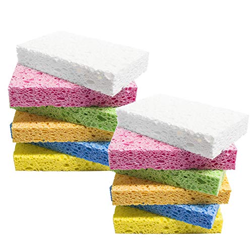 ARCLIBER Kitchen Sponge,Heavy Duty Color Cellulose Sponge,Clean Tough Messes Without Scratching (12 Pack) - color: Multicolor, size: 12 Count (Pack of 1)