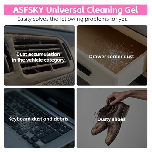 ASFSKY Reusable Car Cleaning Gel with Strong Adhesion - Ideal for Car Interiors (Air Vents, Dashboards, Seat Gaps), Electronics (Keyboards, Laptops, Game Consoles), Home Appliances (3, Rose Red) - color: Rose red 3 pack