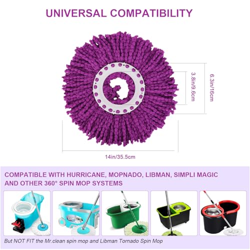 Spin Mop Replacement Heads, 6.3 Inch Microfiber Mop Refills Compatible with Hurricane, Mopnado, Simpli Magic and Other 360° Spin Mop Systems, Round Standard Universal Mop Pads (6 Colors) - color: 6 Colors
