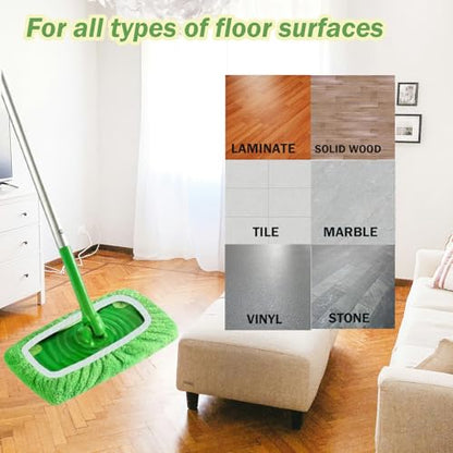 4 Pack Reusable Microfiber Mop Pads Compatible with Swiffer Sweeper, Washable Wet Mopping Cloths and Dry Sweeping Cloths, Wet Pad Refills for Hardwood Floor Cleaning(Mop is Not Included)