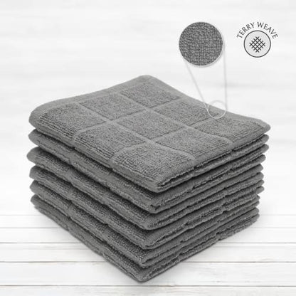 100% Cotton Terry Dish Cloth & Dish Towel, 6 Pack, Super Soft and Absorbent Kitchen Towels, Perfect for Kitchen Cleaning and Dish Washing (Grey 6 Pack) - color: Grey 6 Pack
