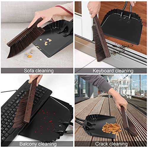 Heavy Duty Black Metal Dust Pan -Handheld Dustpan with Handle, Stainless Steel Large Dustpans with Wide Lip Industrial Dust Pans Precision Edge Small Dustpan for Home/Comfort/Hanging - size: dustpan 11.8inches