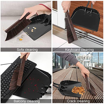 Heavy Duty Black Metal Dust Pan -Handheld Dustpan with Handle, Stainless Steel Large Dustpans with Wide Lip Industrial Dust Pans Precision Edge Small Dustpan for Home/Comfort/Hanging - size: dustpan 11.8inches