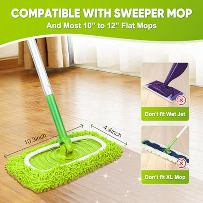 6-Pack Reusable Mop Pads Fit Swiffer Sweeper, Microfiber Cleaning Mop Pads Refill for Dry Sweeping & Wet Mopping Replacement - color: Fluorescent Green