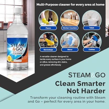 Steam & Go Multi-Purpose Cleaner Spray with Oxy Power for Multi-Surfaces - Removes Stains, Eliminates Odors, & Degreases - Orange Scent, 32 oz - size: 32 Fl Oz (Pack of 1)