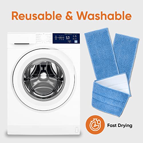 Superio Miracle Mop Set 2 Pack, Microfiber Flat Mop Wet and Dust Mop for Vinyl Plank, Hardwood, Laminate, Tile Flooring, Wall, with Aluminum Telescopic Handle, and Microfiber Mop Pad, Blue - size: Full Mops-2