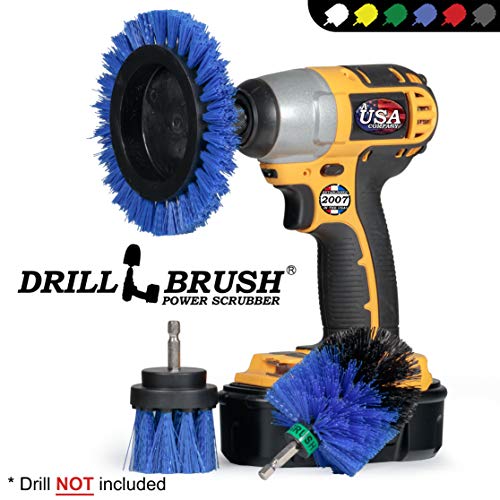 Pool Grout Cleaning Brush Kit - Professional Pool Accessories - Boat Cleaning Supplies - Boat Deck Power Scrubber Set - Tank Cleaner Tools for Home Use - Aquatic Scrubbing Brushes - Deck Scrub Brush - color: Blue
