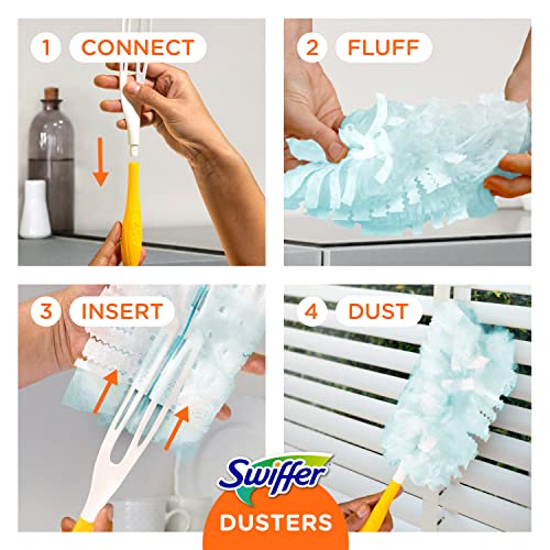 Swiffer Dusters Refill for Cleaning, Made by SWIFFER, Feather & Microfiber Duster Disposable Alternative, for Dusting Furniture, Blinds, Ceiling Fans, Helps Remove Allergens, Gain Scent, 18 Count - size: 18 Count (Pack of 1), style: Gain Scent, 18 Ct