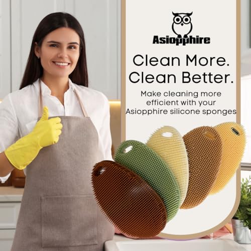 Silicone Dish Scrubber Set of 5 | Reusable Silicone Sponges for Dishes | BPA-Free Food Grade Kitchen Scrubbers | Non-Scratch for Dishes, Pots, Pans & Household Cleaning [Fall] - color: Fall