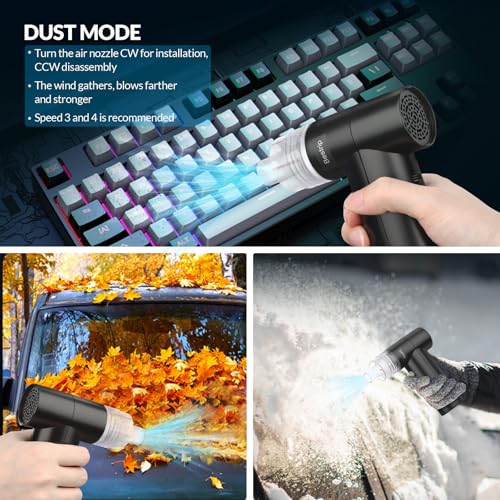 Bestrip Compressed Air Duster, 85000RPM Handheld Electric Air Duster, 4 Gears Adjustable Jet Dry Blower for Car Computer Keyboard Cleaning (Black)