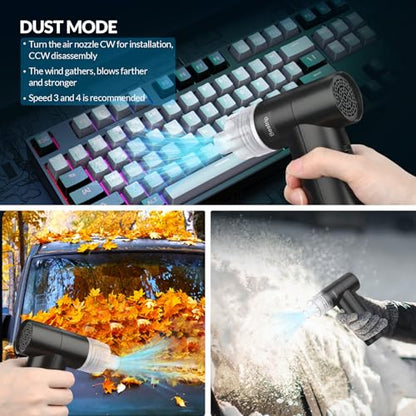 Bestrip Compressed Air Duster, 85000RPM Handheld Electric Air Duster, 4 Gears Adjustable Jet Dry Blower for Car Computer Keyboard Cleaning (Black)