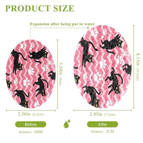 Black Cats with Pink Chevron Dish Scrub Sponges Kitchen Non Scratch Reusable Compressed Cellulose Sponge Hanging for Household Cleaning Washing Dishes Pots and Pans 3 Pack - color: Pattern14