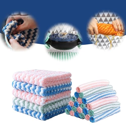 Generic 20 Pack Kitchen Dish Cloths, 2024 New Ultra Soft and Absorbent Dish Towels, Reusable Fast Drying Microfiber Cleaning Cloth, 8.6 x 8.6 inches, Multicolor, Small
