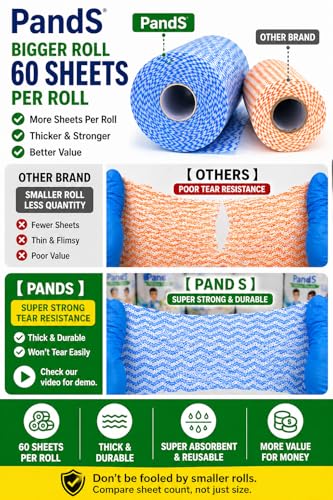Reusable Paper Towels Washable, 60 Cts Disposable Cleaning Dish Cloths, Multi-Purpose Kitchen Wipes Roll, Pink - color: Pink 1 Roll