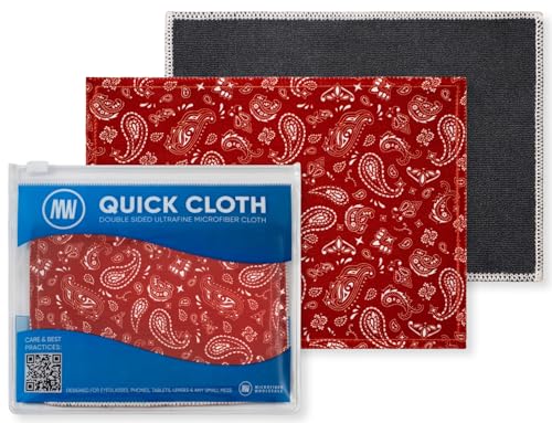 Microfiber Wholesale Quick Cloth Glasses Cleaning Cloths–8x8 Paisley Red 1-Pack with Case | Double-Sided Lens Cleaner for Eyeglasses, Camera, Screens Glass | Reusable Microfiber Glass Polishing Cloths - color: Red Paisley, size: 8"x8"